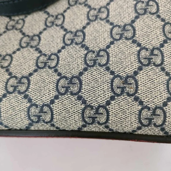 GG Supreme Monogram Linea A Foldover Tote Beige Blue Hibiscus Red - Picture 14 of 16